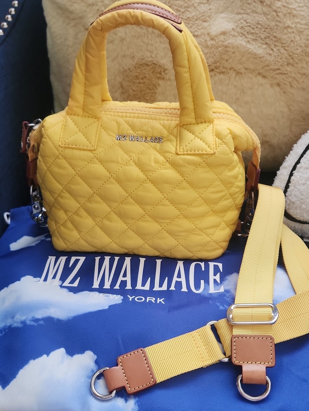 MZ Wallace Yellow Quilted Micro Sutton Satchel